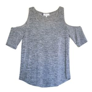 Jennifer Lopez Short Sleeve Blouse Gray Medium